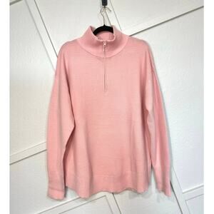 Pretty Garden Long Sleeve Quarter Zip Pullover XL V-Neck Collar Ribbed Knit -NWT